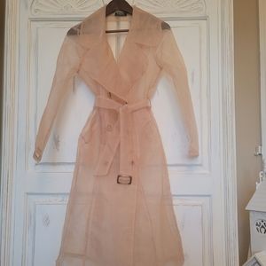 Sheer long blush duster jacket